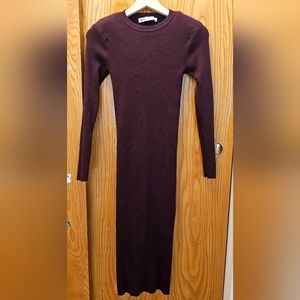 Burgundy long knit dress